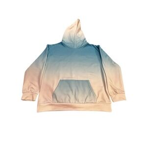 Womens Pullover Hoodie Gradient Blue And White Soft Cozy Warm Size M